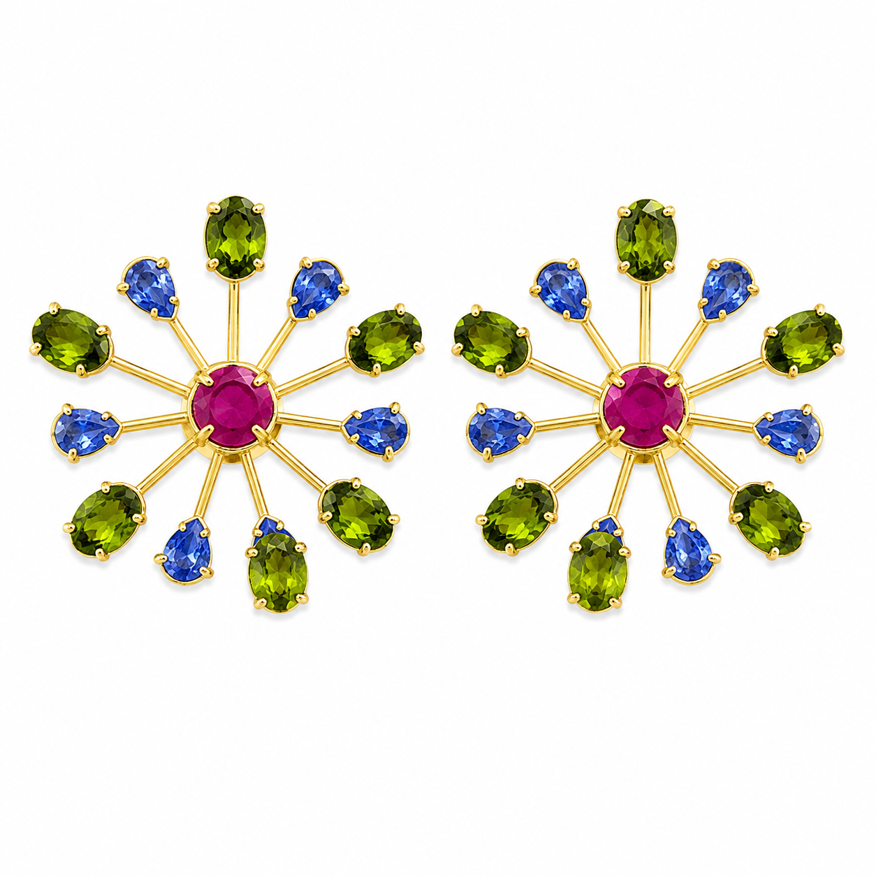 Green/Blue Crystal Sparkler Earrings