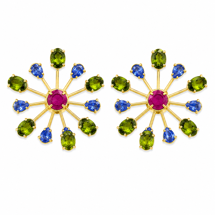 Green/Blue Crystal Sparkler Earrings