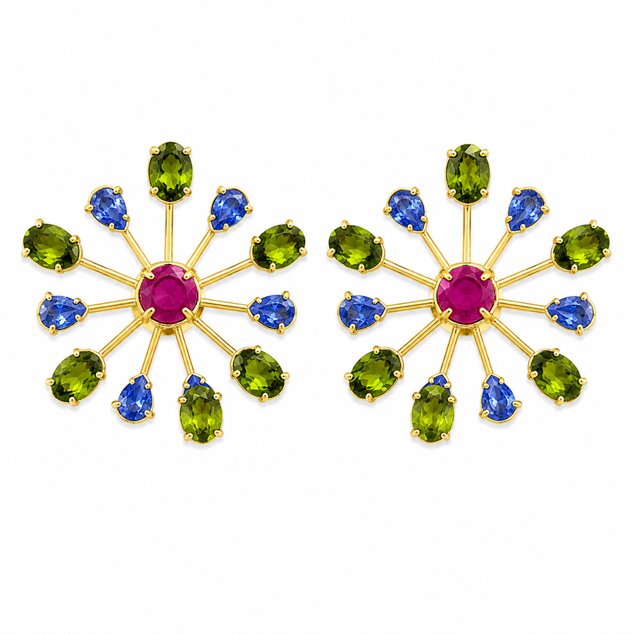 Green/Blue Crystal Sparkler Earrings